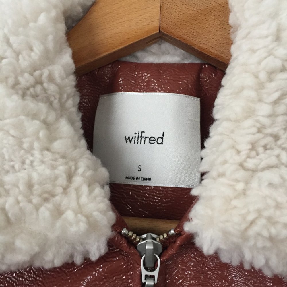 Aritzia Wilfred Tempest Cropped Vinyl Jacket Brown - Picture 10 of 14